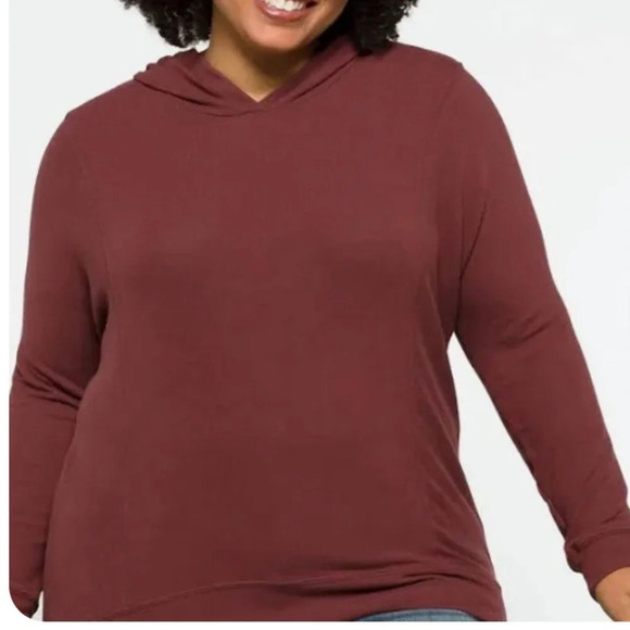 Michael Stars Emmy Hooded Sweatshirt-Hoodie Pullover-Women’s 2X-Maroon-Burgundy - Picture 2 of 15